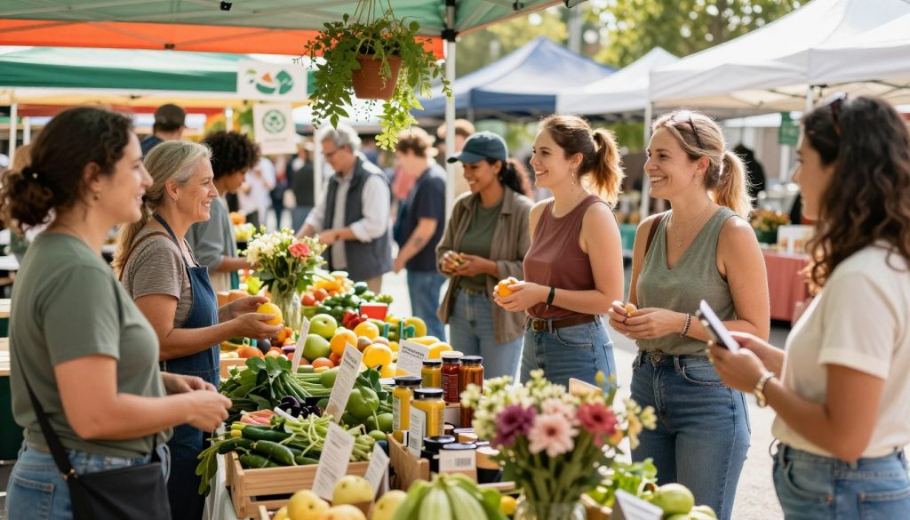 local farmers market supporting environmental advocacy and sustainable practices