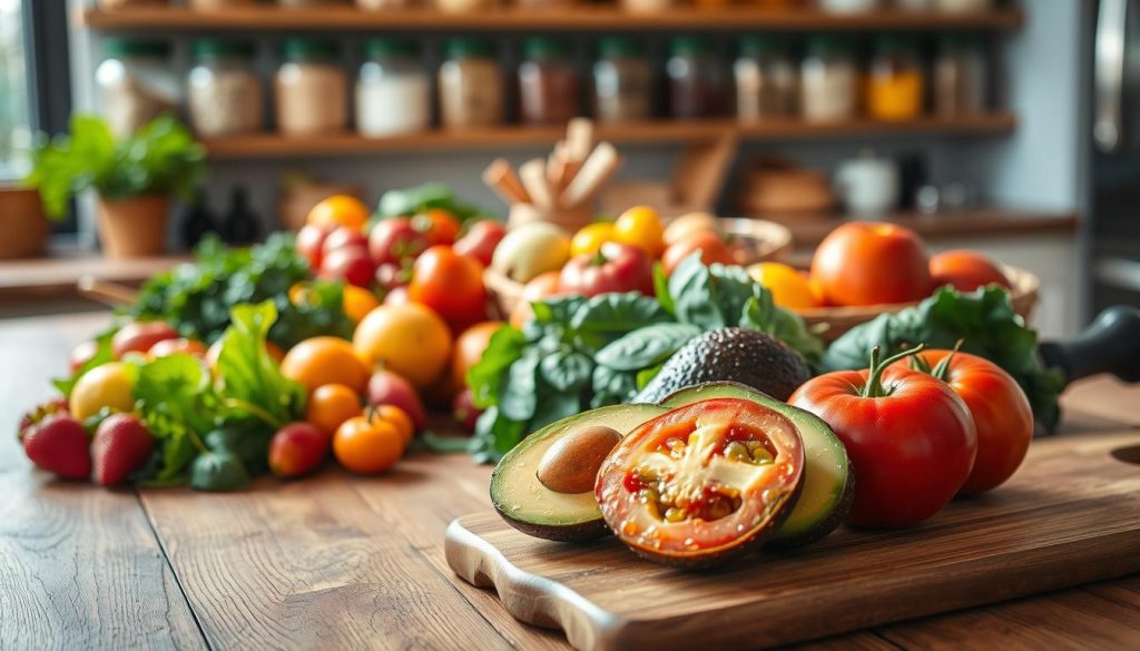 whole foods on a wooden table